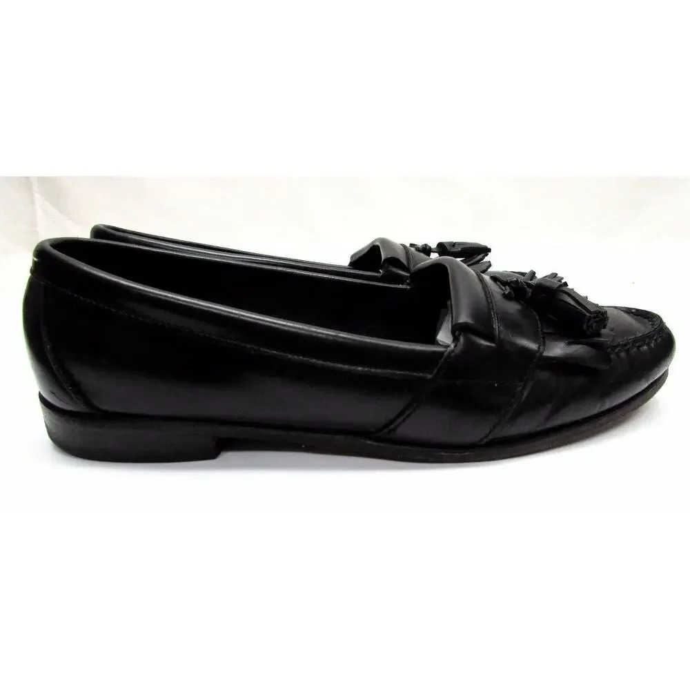 Cole Haan men's size 10 M loafers leather black dress shoes tassels